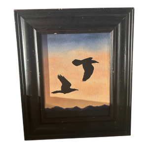 Late 20th Century Sunrise/Sunset Birds Flying Painting Art