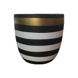 Designer Black & White Striped Planter For Sale