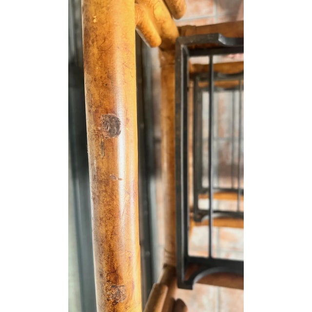 1990s Maitland-Smith Rattan & Bamboo Bar Cart / Wine Rack With Removable Tray For Sale - Image 11 of 12