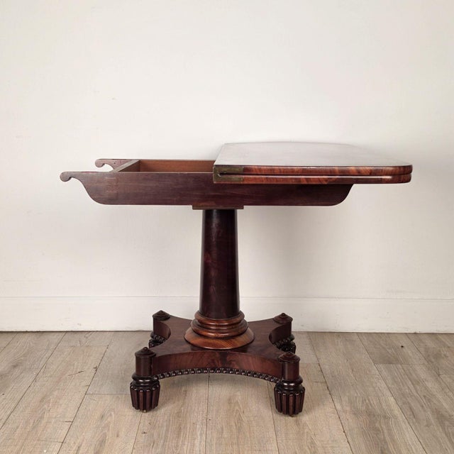 Late Regency Period Mahogany Pedestal Game Table, England Circa 1825 For Sale In San Francisco - Image 6 of 11
