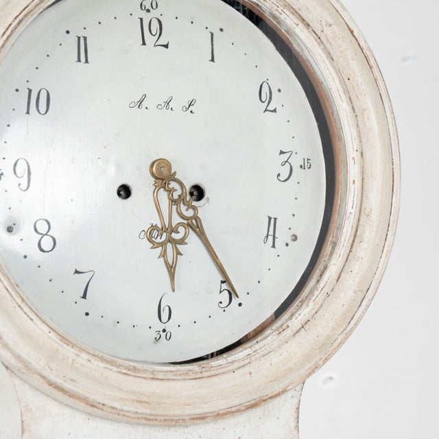 Early 19th Century Early 19th Century White Swedish Mora Grandfather Clock For Sale - Image 5 of 11