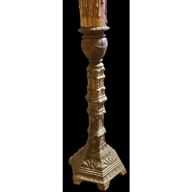 1930s American Art Deco Candlestick Accent Lamp With Drip Sleeve and Flicker Bulb For Sale - Image 9 of 13