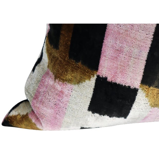 Handmade Pink & Brown Silk Velvet Throw Pillow & Down Insert For Sale - Image 12 of 12