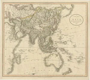 Engraved Map of Asia and Surrounding Regions by John Cary, 1806