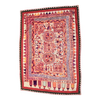 Mirrored Embroidered Indian Textile For Sale