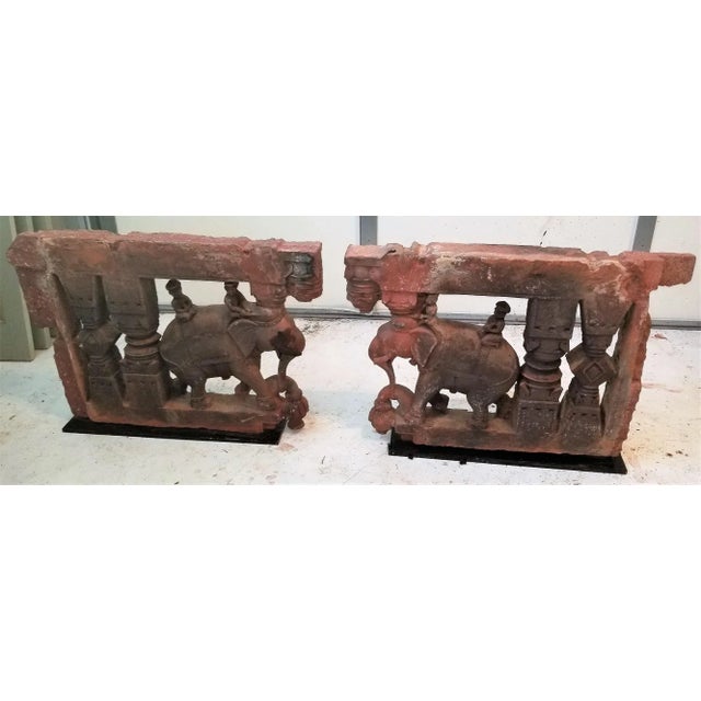 17c Se Asian Indian Pair of Brackets With Elephants and Mahuts For Sale - Image 12 of 13