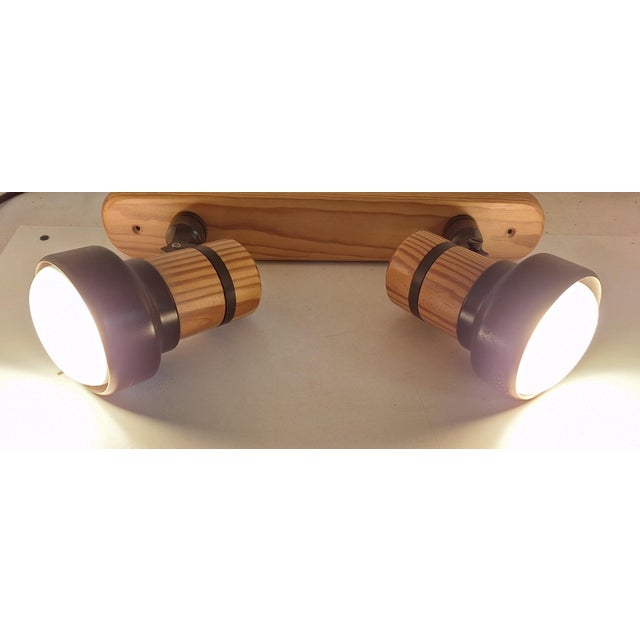 Vintage Adjustable Spotlight Bar in Spruce Wood, 1980s For Sale - Image 3 of 7