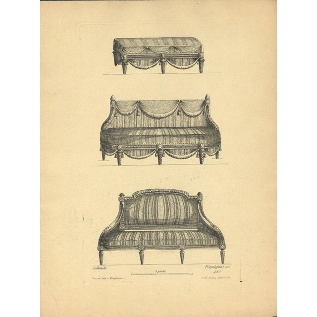 Late 19th Century Very Rare-1878- Set of 5 French Antique Interior Furniture Design Lithographs-Setees, Documentation For Sale - Image 5 of 7