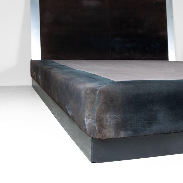 Animal Skin Bed in Inox and Suede, 1970 For Sale - Image 7 of 15