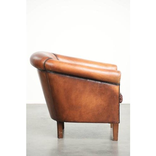 Vintage Sheepskin Club Armchair with Black Piping For Sale - Image 3 of 16