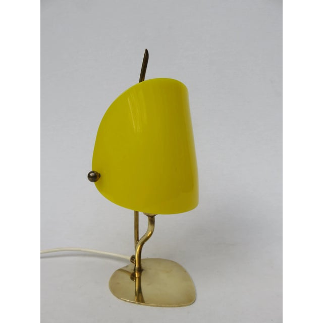 Metal Yellow & Red Brass and Acrylic Glass Table Lamps, 1950s, Set of 2 For Sale - Image 7 of 18