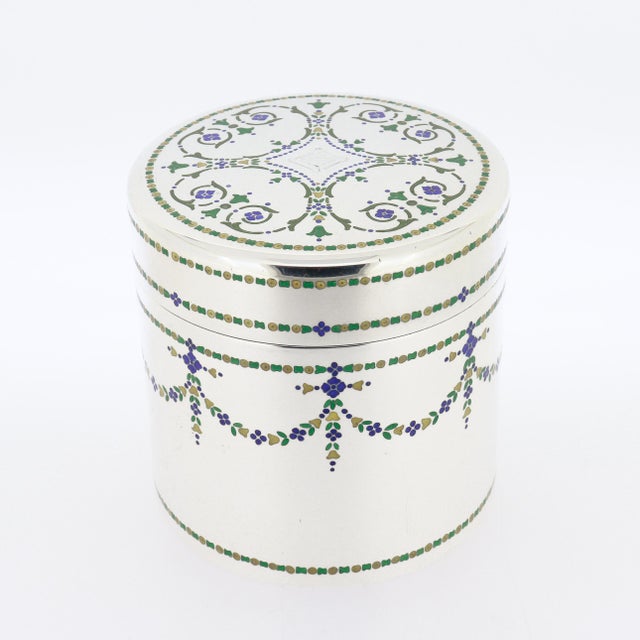 Art Deco Antique Art Deco Tiffany & Co. Sterling Silver & Mosaic Enameled Box For Sale - Image 3 of 12