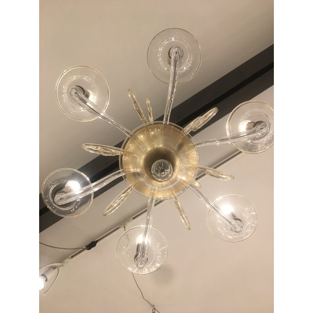 Contemporary Transparent Gold Courls Murano Glass Chandelier For Sale - Image 4 of 7