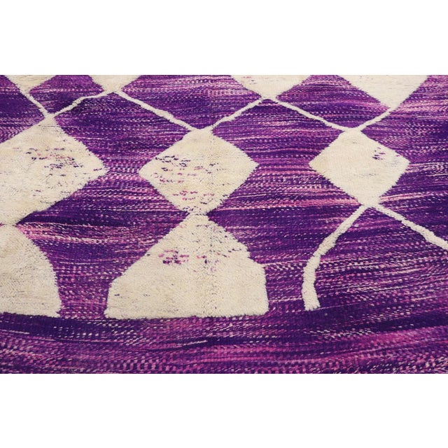 Berber Tribes of Morocco Purple Beni Mrirt Moroccan High-Low Rug - 08'06 X 13'08 For Sale - Image 4 of 9