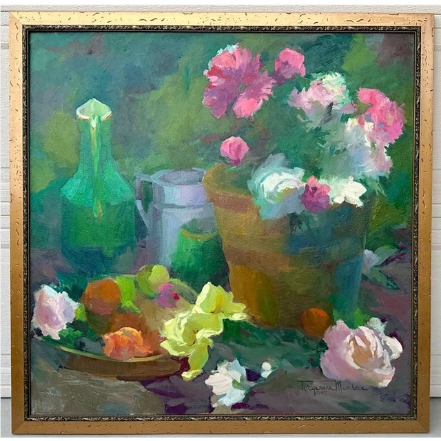 Torgesen Murdock “Still Life with Peonies and Summer Fruit” Oil on Board, 1999 – Large 39" Framed A luminous and...