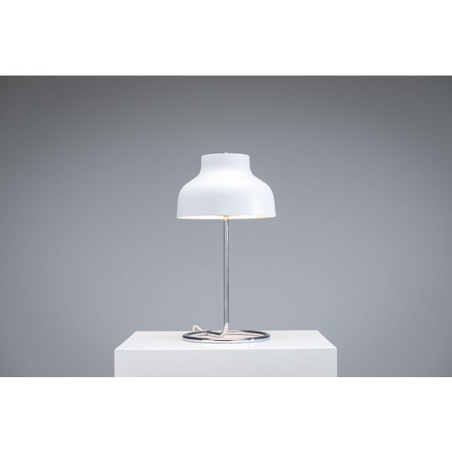 Chromed Table Lamp with Metal Shade and Curved Frame, 1970s For Sale - Image 4 of 12