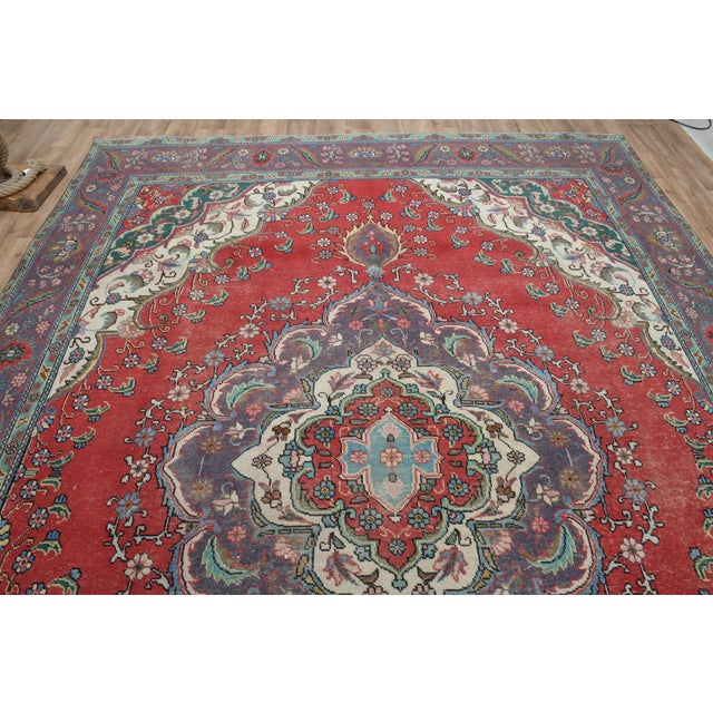 1960s Vintage Persian Red Handwoven Oversized Rug For Sale - Image 11 of 11