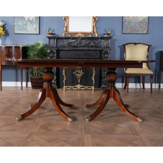 Traditional Scalloped Corner Mahogany Dining Table For Sale - Image 12 of 13