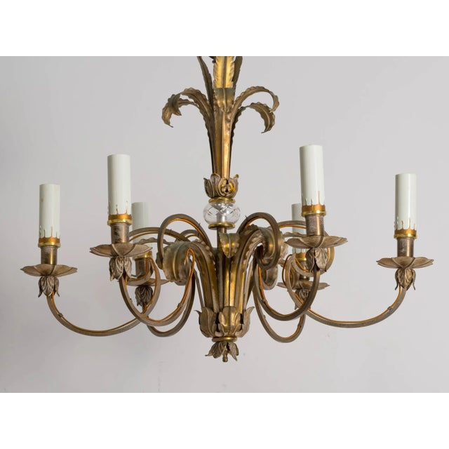 Metal Brass Plume Chandelier For Sale - Image 7 of 8