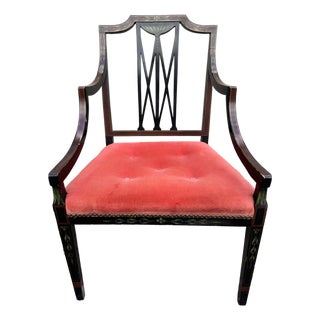 19th-Century American Sheraton-Style Painted Armchair For Sale