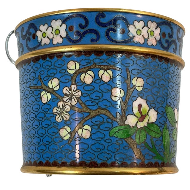 Chinese Brush Pen Holder Blue Color Cloisoné 20th Century For Sale - Image 9 of 10