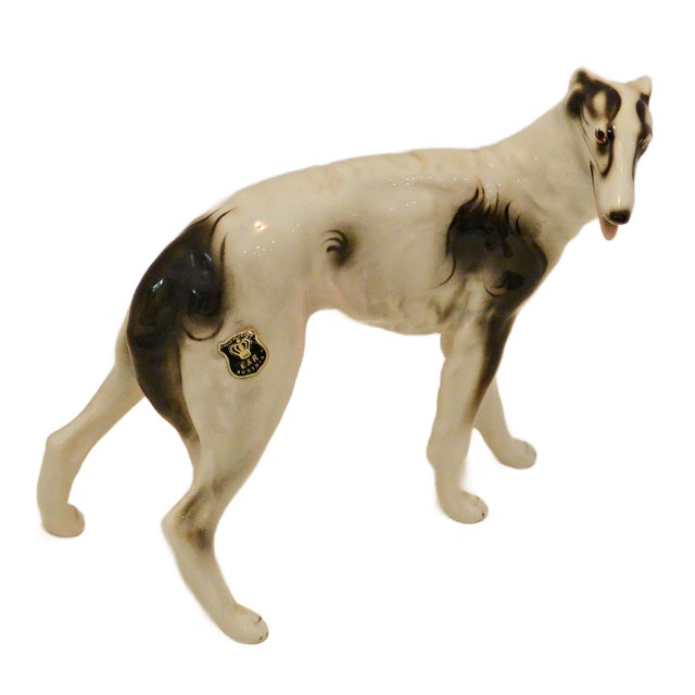 1950s 1950s Austrian Porcelain Borzoi Wolfhound Figurine by E&r Golden Crown For Sale - Image 5 of 10