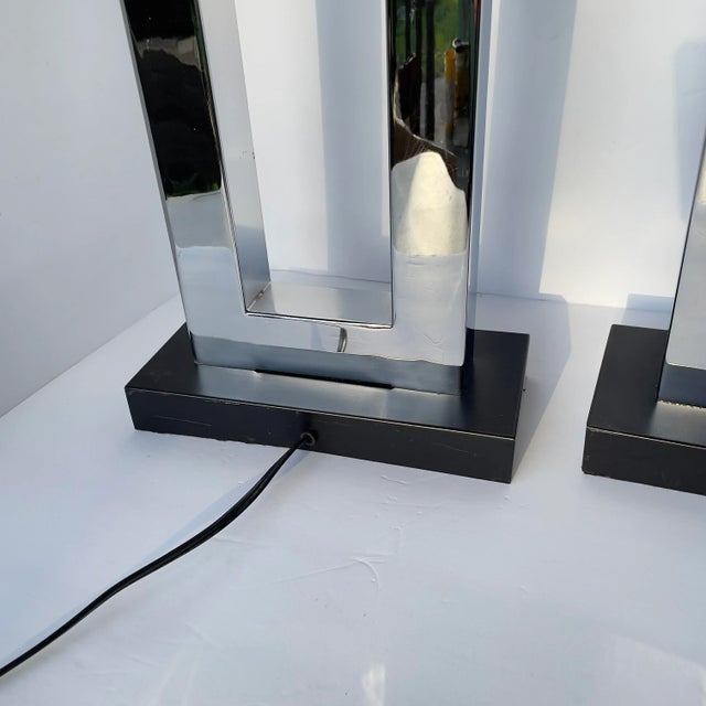 Chrome 21st Century Chrome Table Lamps- a Pair For Sale - Image 8 of 12