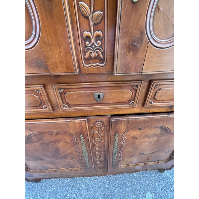 A Very Fine Carved Luis XV Fruitwood Linen Press, Circa 1820’s For Sale - Image 9 of 12