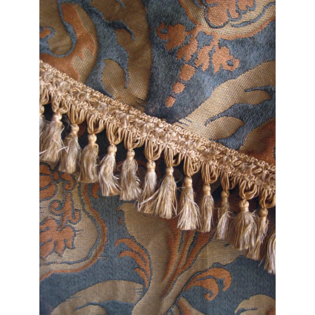 Blue Mid 19th Century French Napoleon Silk Brocade Bleu Curtains Set For Sale - Image 8 of 12