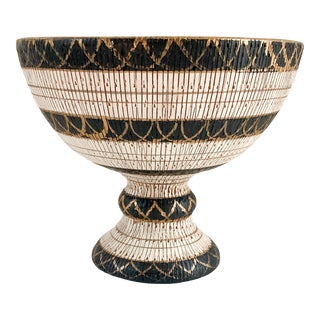 Aldo Londi for Bitossi 1960's Seta Sgraffito Style Pedestal Bowl For Sale