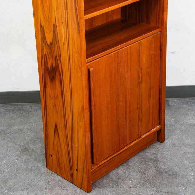 Mid Century Danish Modern Bookshelf Cabinet Teak Shelves Cabinet Doors Wood MCM For Sale - Image 11 of 12