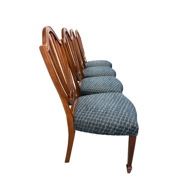Hepplewhite Late 20th Century Baker Furniture Historic Charleston Federal Style Carved Mahogany Shield Back Dining Chairs - A Set of 4 For Sale - Image 3 of 12