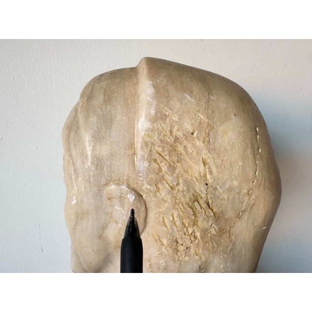 Vintage Carved Marble Woman Head Sculpture on Italian Marble Base/ Sold For Sale - Image 10 of 12