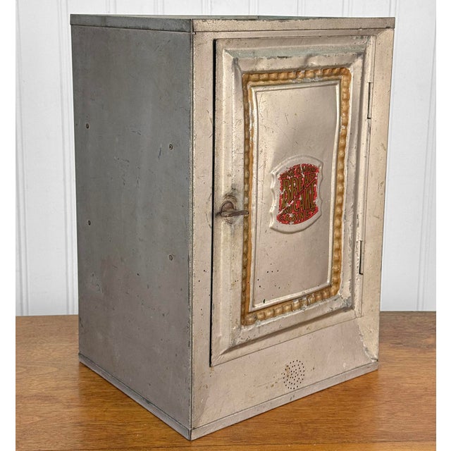 Early 20th Century Antique Farmhouse Tin Metal Bread & Cake Cabinet Cupboard For Sale - Image 5 of 13