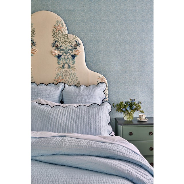 Kassatex Kassatex x Chairish Quilted Scallop King Coverlet, Blue/Navy For Sale - Image 4 of 7