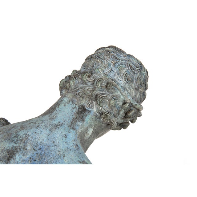 Fine Italian Grand Tour Antique Bronze Sculpture Statue of Narcissus of Pompeii For Sale - Image 14 of 18