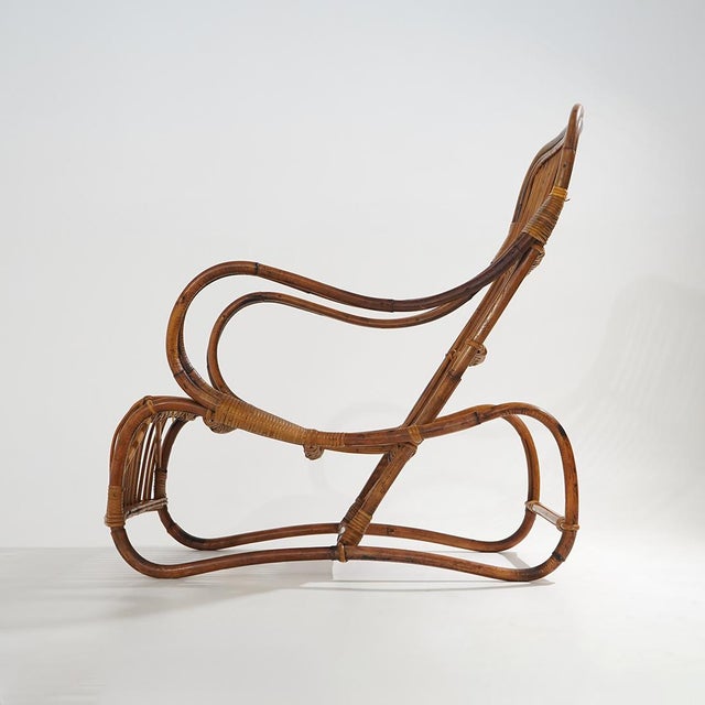 Wood Rattan Lounge Chair, 1950s For Sale - Image 7 of 13