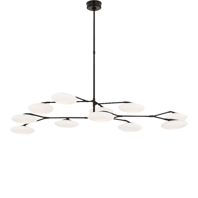 Champalimaud for Visual Comfort Signature Brindille Extra Large Two Tier Chandelier in Gun Metal with White Glass For Sale