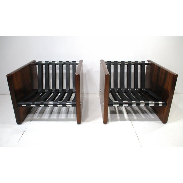 Selg Rosewood and Leather Cube Club Chairs For Sale - Image 10 of 15