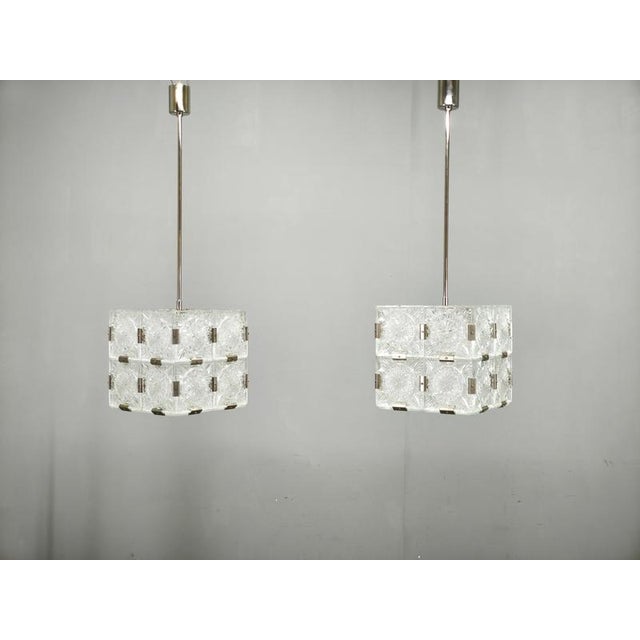 Crystal Cube Pendant Lights by Lustry Kamenický Šenov, 1970s, Set of 2 For Sale - Image 3 of 18