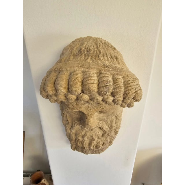 Greek God Face in Terracotta, 1950s For Sale - Image 9 of 13