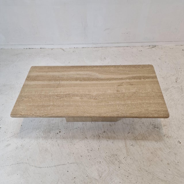 Italian Rectangular Coffee Table in Travertine, 1980s For Sale - Image 6 of 16