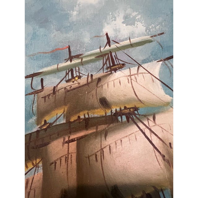 Majestic Tall Ship Original Oil Painting on Canvas – Signed Hoffman – Framed For Sale - Image 9 of 12