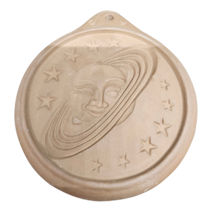 Hartstone Pottery Cookie Mold Celestial Saturn, Stars, Anthropomorphic