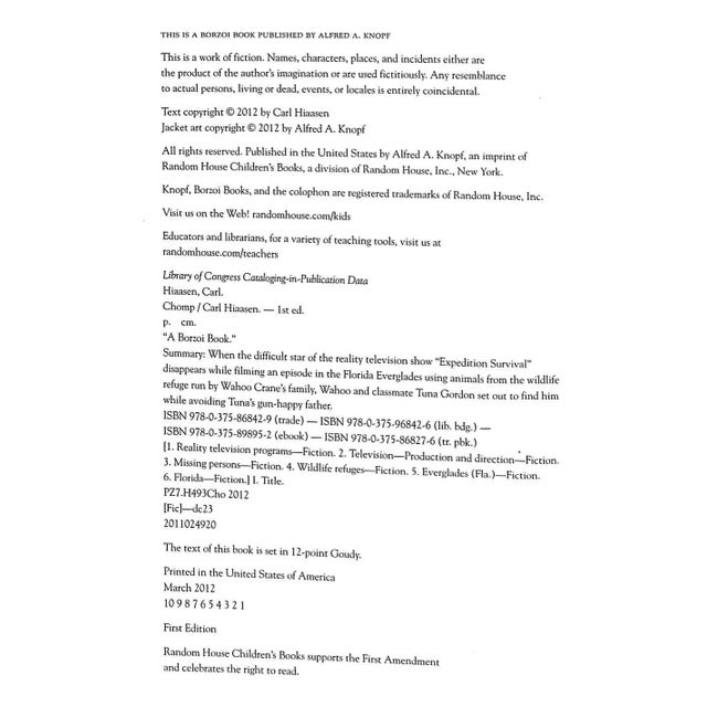 "Chomp" 2012 Hiaasen, Carl For Sale - Image 4 of 4