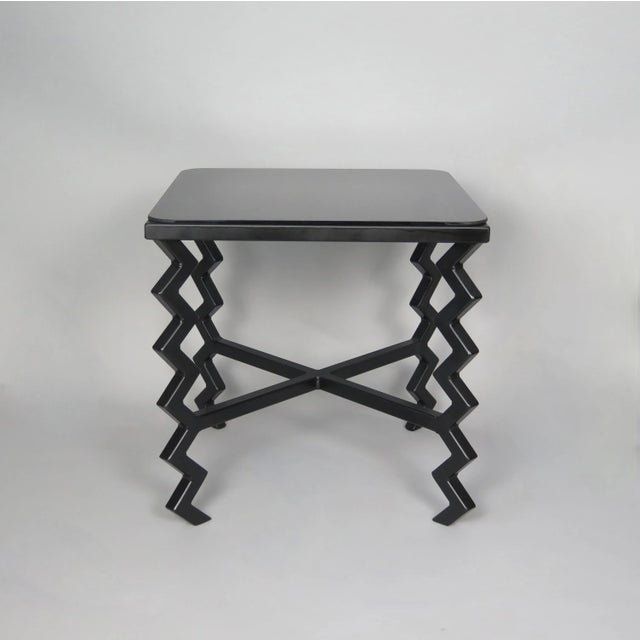 Zig-Zag' Side Table With Black Glass Top For Sale In Los Angeles - Image 6 of 6