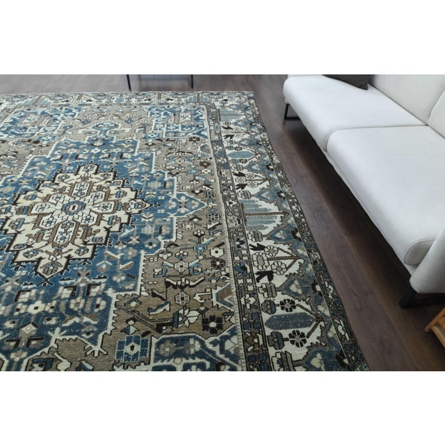 Brown 1970s Vintage Persian Handmade Wool Cotton Area Rug For Sale - Image 8 of 11