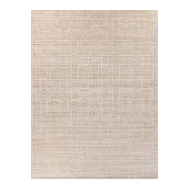 Exquisite Rugs Devonshire Handmade Bamboo Silk & Cotton Beige Rug-10'X14' For Sale