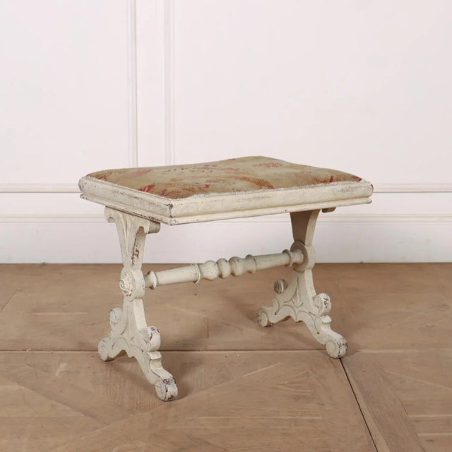 Italian Painted Needlework Stool, 1890s For Sale - Image 6 of 6