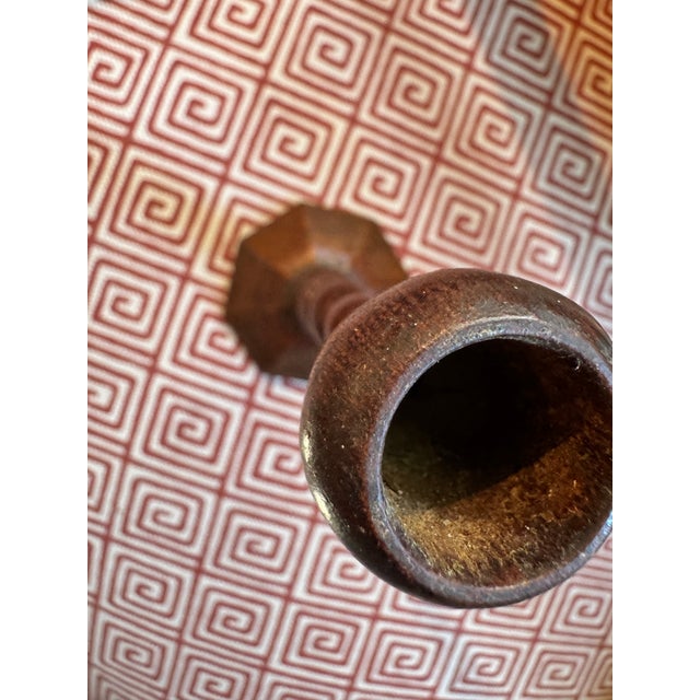 Pair High Victorian Oak Barley-Twist Candlesticks C. 1890–1905 For Sale - Image 4 of 5